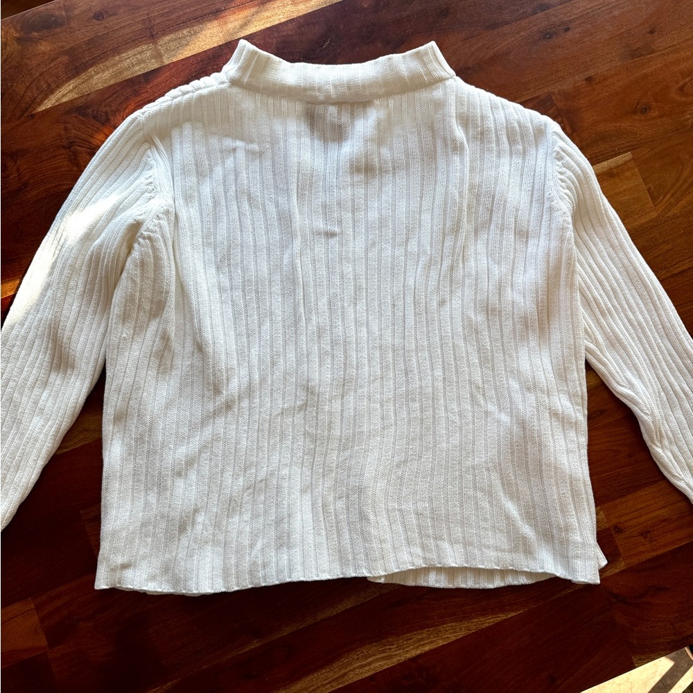 Kim Rogers White Ribbed Zip-Up Cardigan - Picture 3 of 6